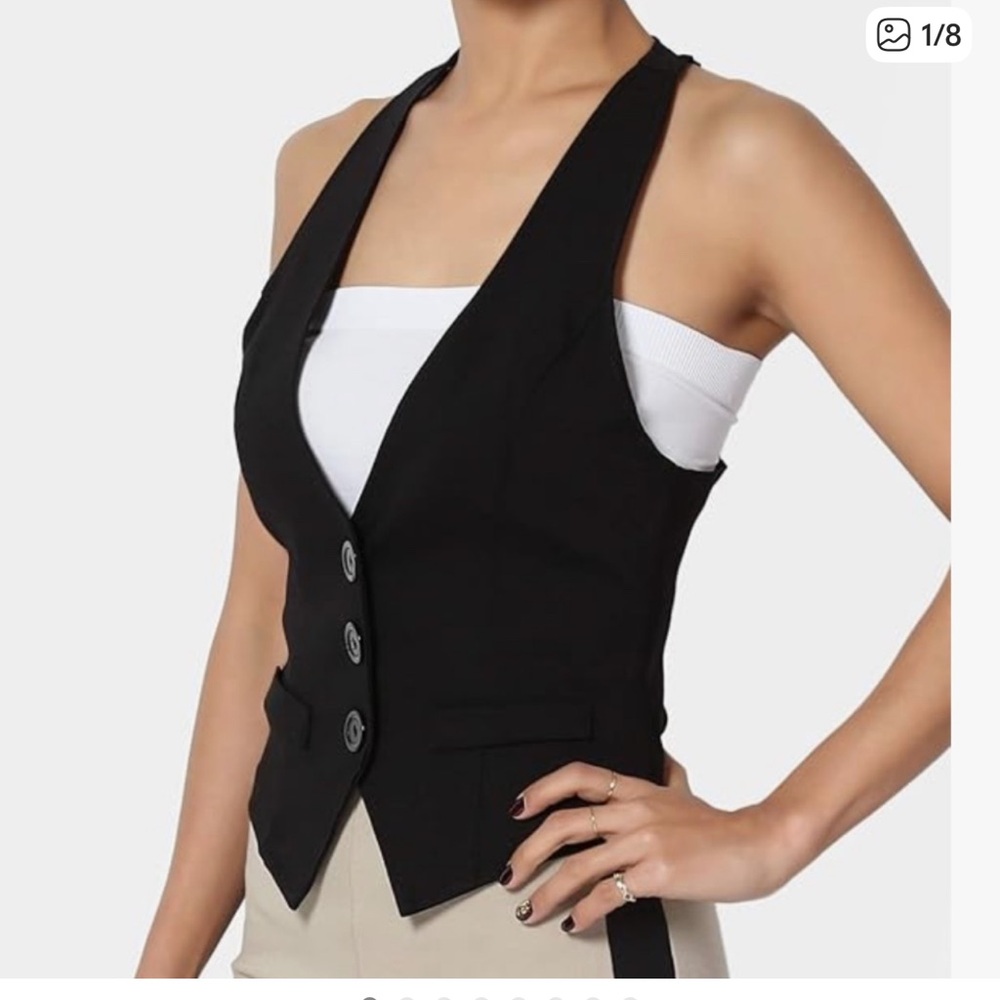 The MOGAN  Black Racer Back Button Up Stretch Adjustable Back Vest
